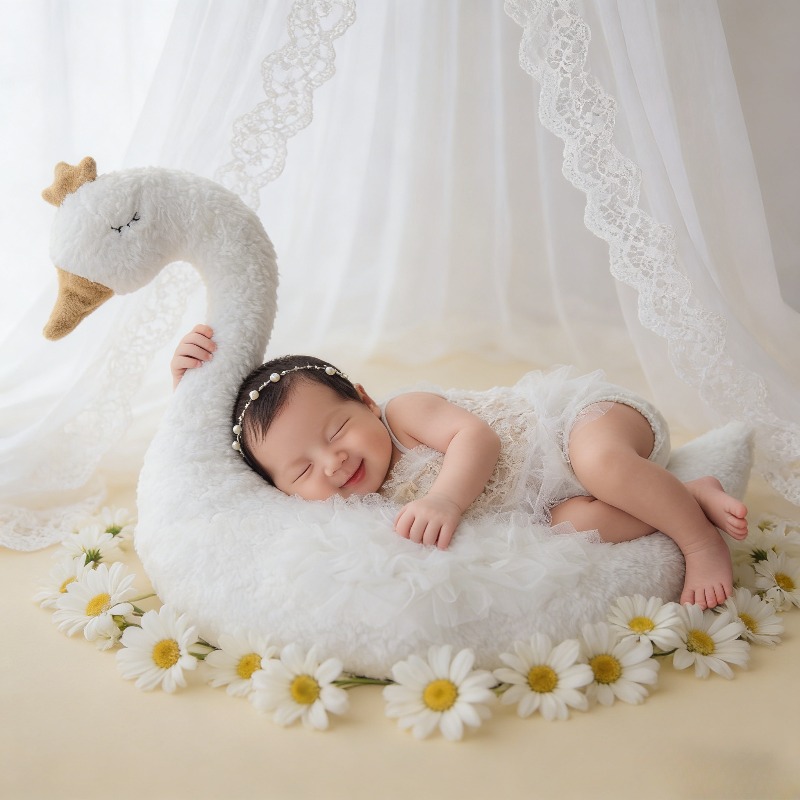 Photography Outfit - 新生児写真撮影用小道具 スワンレース衣装セット 赤ちゃん写真撮影用 100日スタジオセッション用