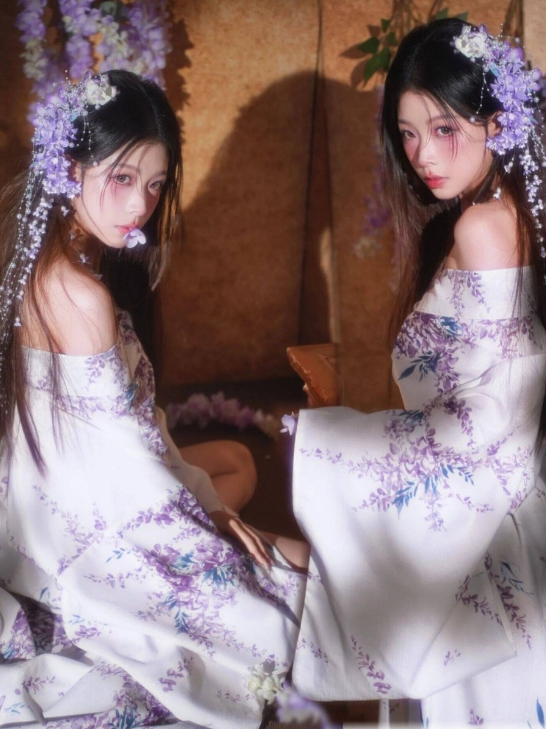 Photography Outfit - 伝統的な日本の着物 女性用フォーマル衣装 ヴィンテージの優しいスタイル 改良された屋外撮影用コスチューム 10代の女の子向け