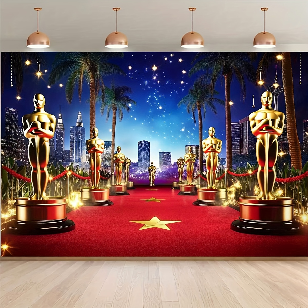 Photography Oscar - 1PC 写真背景バナー、星がちりばめられたオスカーレッドカーペットテーマ背景布、写真撮影背景