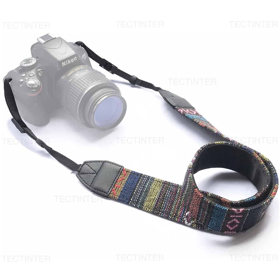 Camera Strap Leather - 調節可能なカメラストラップベルト PU レザーニコンカメラ用レトロエスニックスタイルカメラショルダーベルトソニーカメラ用ネックストラップ