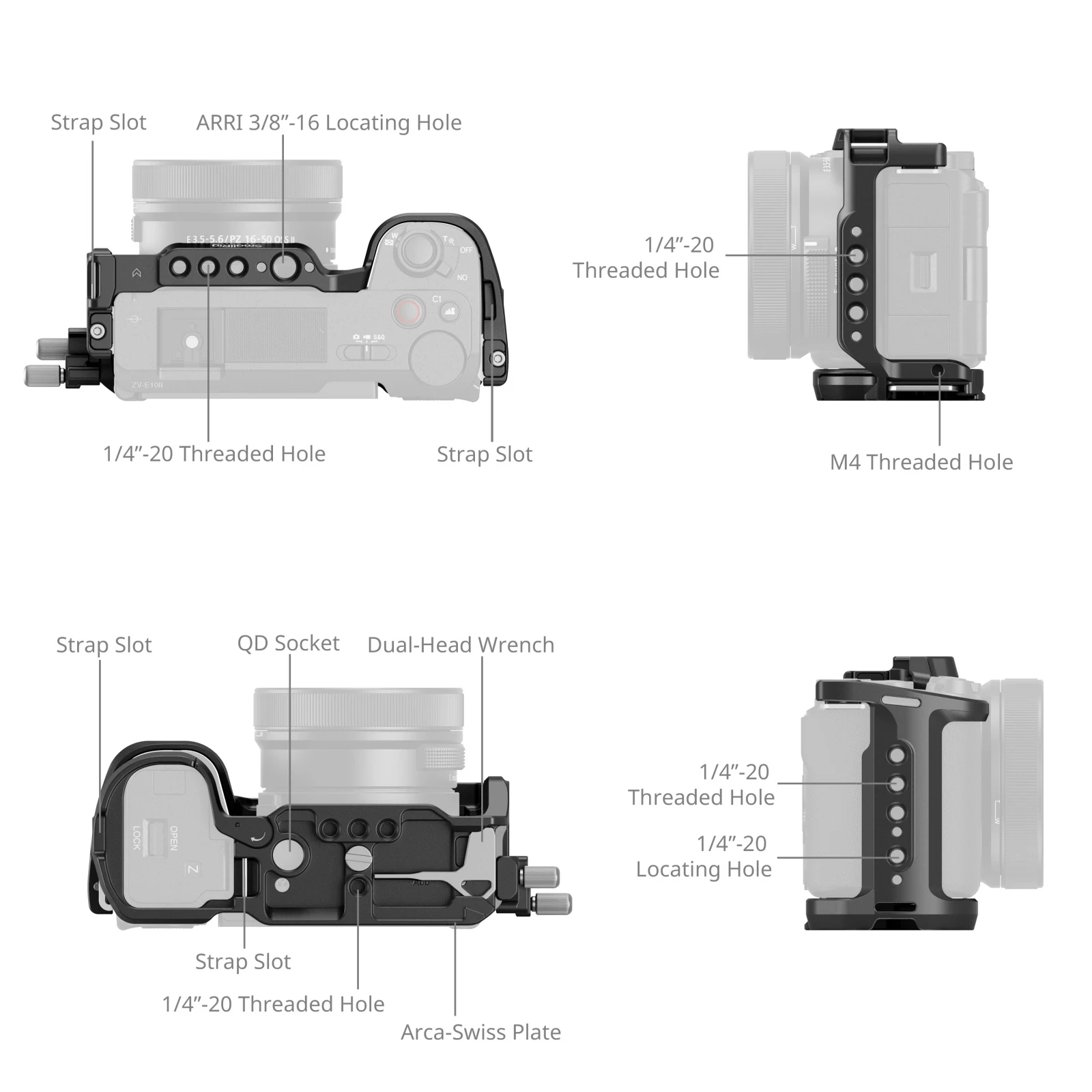 Camera Cage Baseplate - Smallrig HawkLock クイックリリースケージキット Sony ZV-E10 II