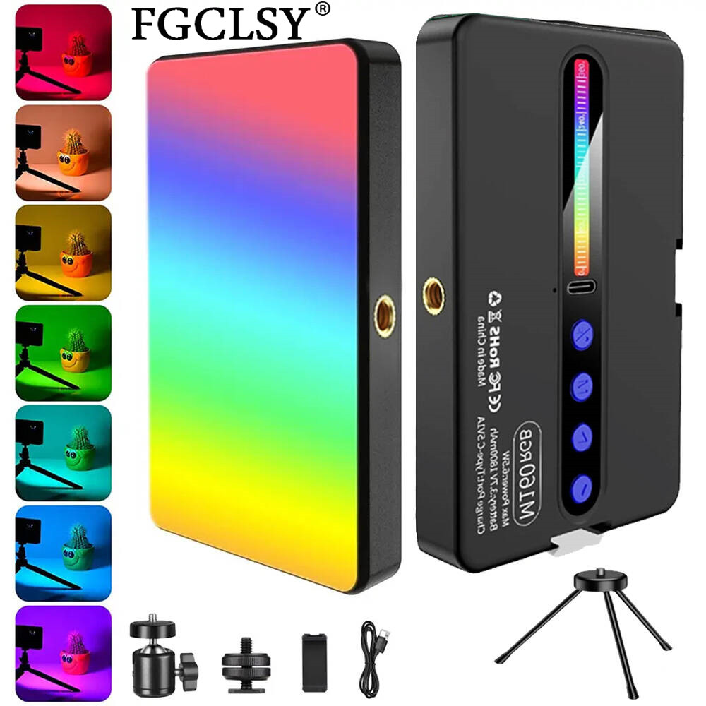 Video Led Light Panel - LED RGB カメラライト フルカラー出力ビデオライトキット 調光可能 2700K-6500K