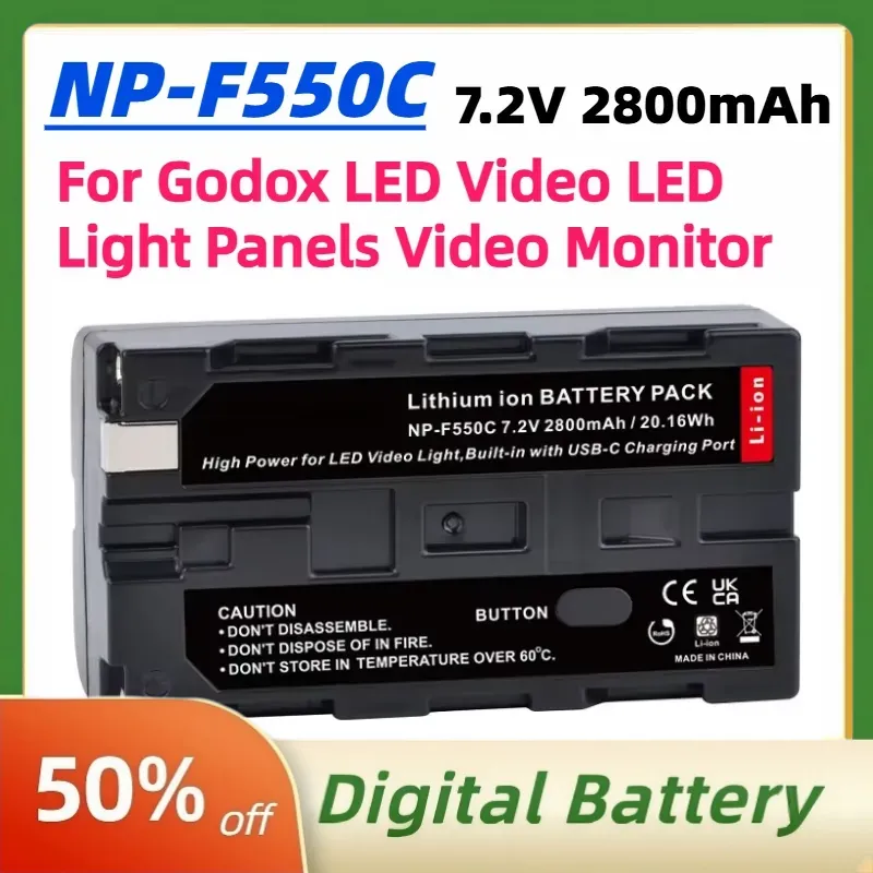 Video Led Light Panel - NP-F550C NP-F550 F570 バッテリー 7.2V 2800mAh