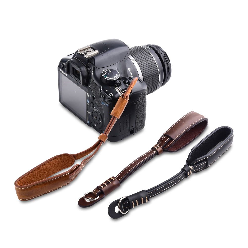 Camera Strap Leather - カメラ革ハンドグリップ金属リングリストストラップキヤノン EOS R100 R50 200D 5D
