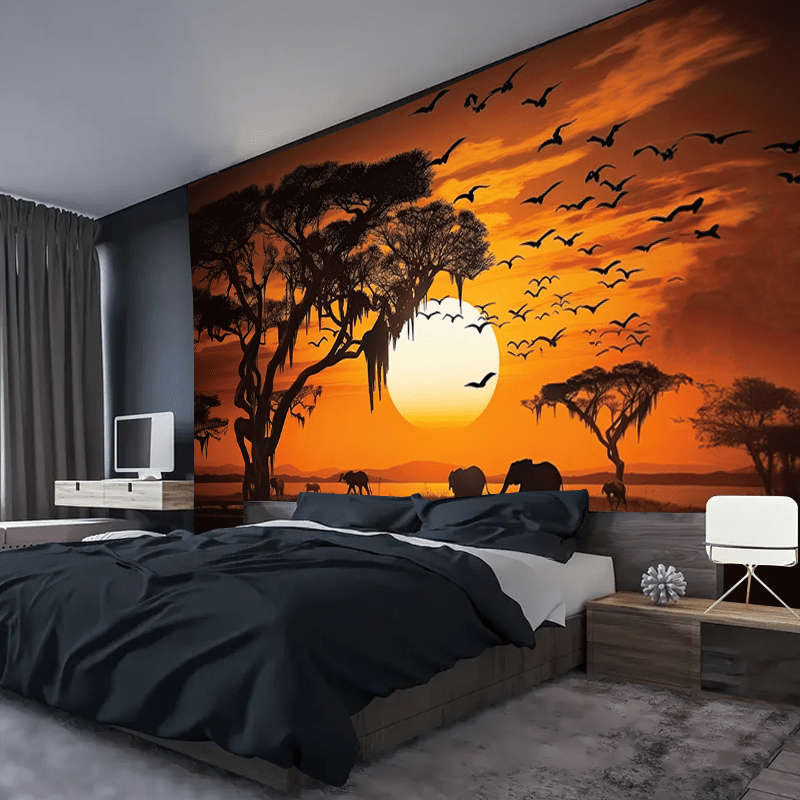 セレンゲティの夕日サファリタペストリー アフリカのサバンナ野 - Photography Aesthetic のレビューと価格