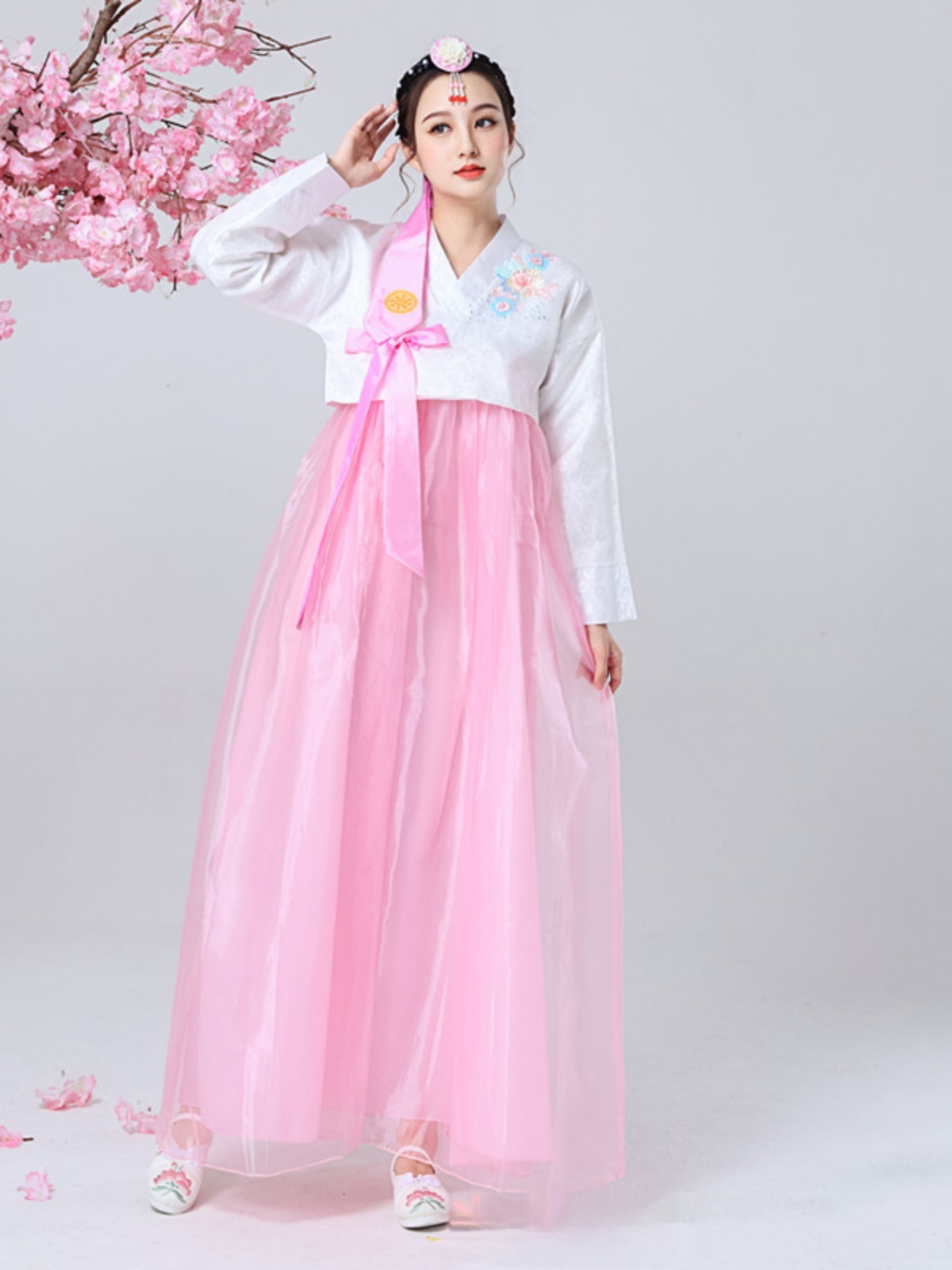 新しい韓国宮廷燕子女性の伝統的な舞踊衣装学生パフォーマンスセ - Photography Outfit のレビューと価格
