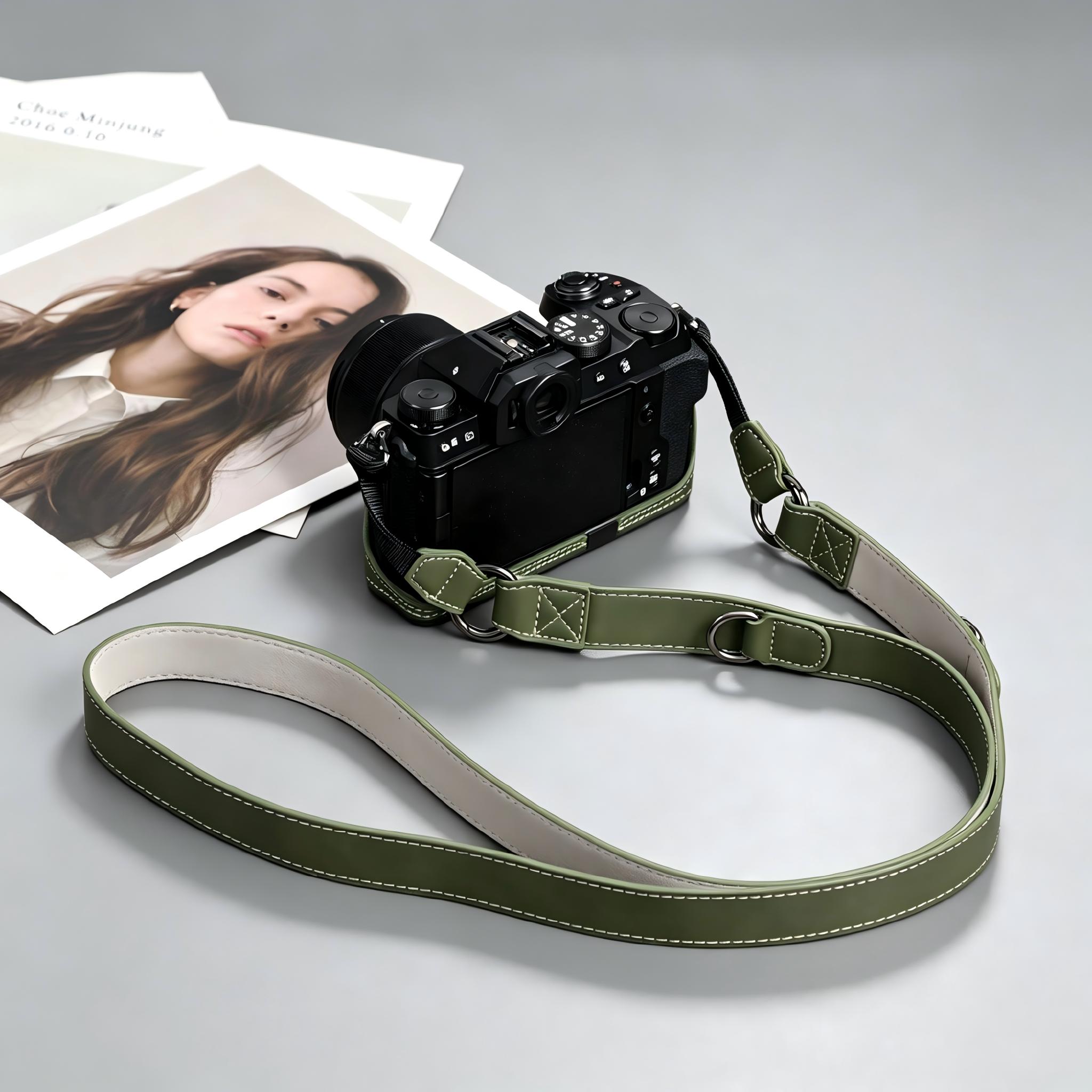 レトロオイルワックスレザーカメラストラップ ライカ、富士フイ - Camera Strap Leather のレビューと価格
