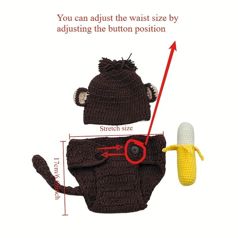 赤ちゃんの写真撮影小道具 手作りの猿のバナナコスチューム 新 - Photography Outfit のレビューと価格