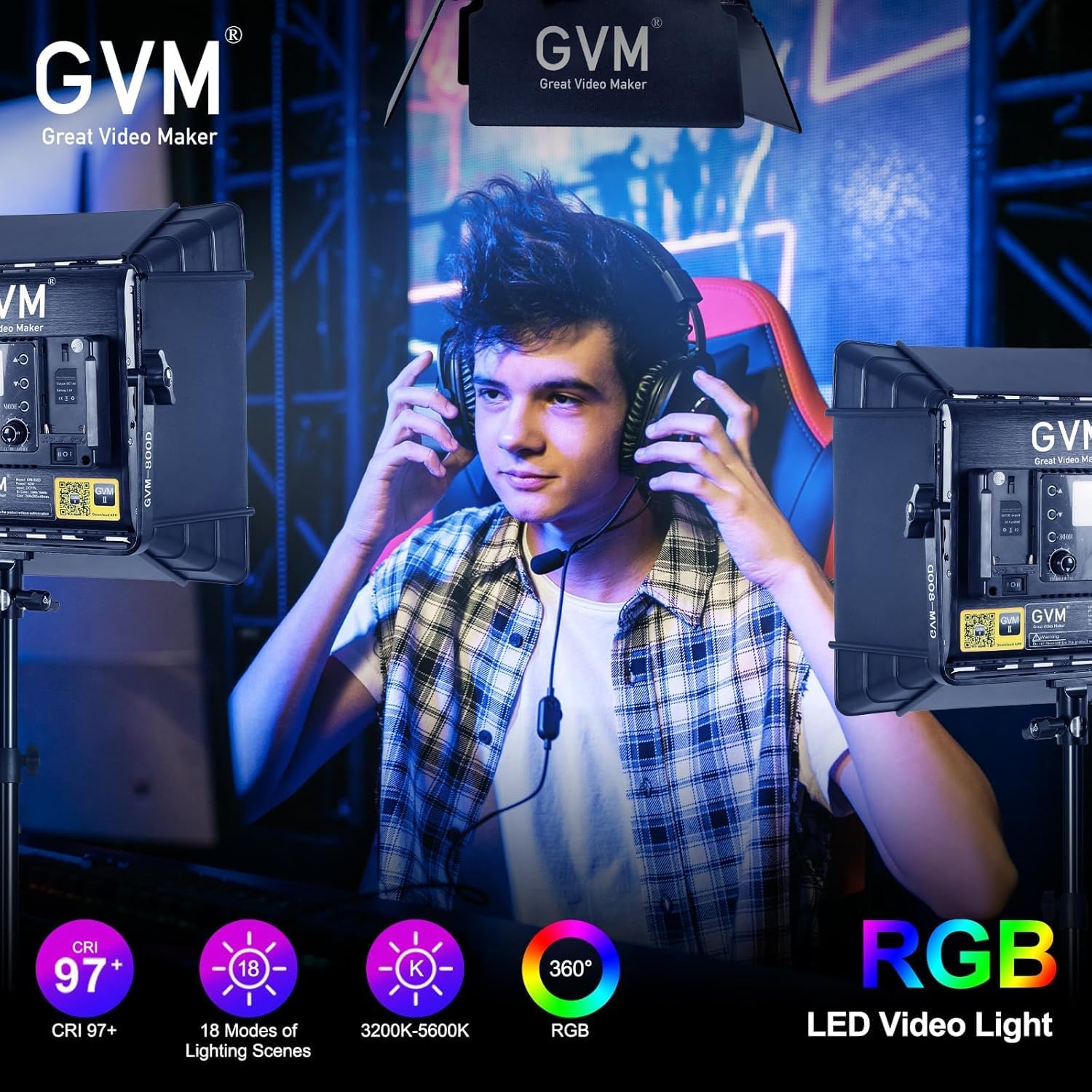 RGB LEDビデオ照明キット、3個セットのスタジオビデオラ - Video Led Light Panel のレビューと価格