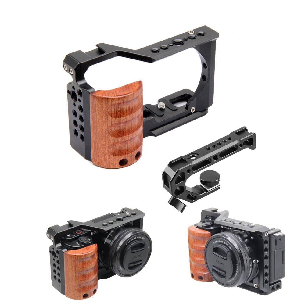 ソニーZV-E10用ケージカメラ、木製ハンドル付きコールドシ - Camera Cage Baseplate のレビューと価格